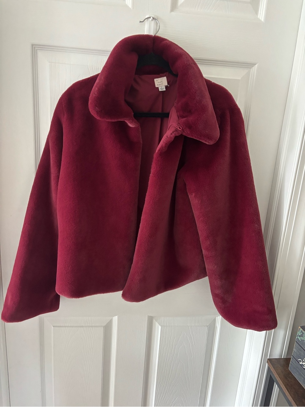a new day Plush Faux Fur Teddy Jacket - Wine